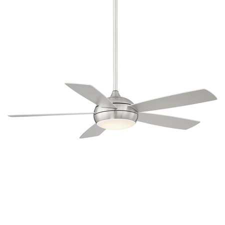 WAC Odyssey 5-Blade Smart Ceiling Fan 54in Brushed Nickel with 3000K LED Light Kit and Remote Control F-005